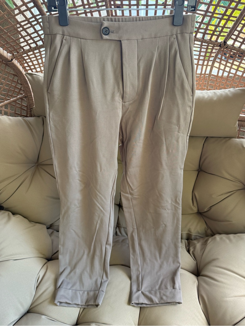 All Saints Men's Pleated Chinos — Taupe